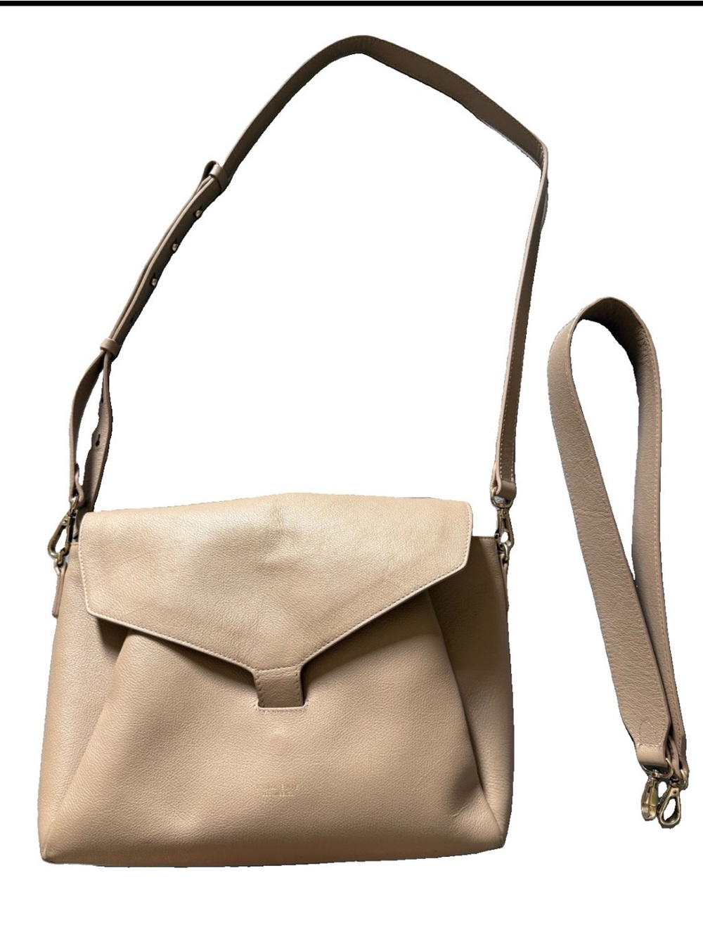 Mina Baie Audrey Leather Envelope Crossbody Bag in Beige